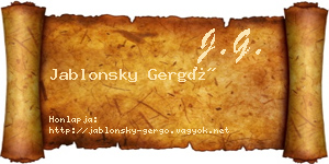 Jablonsky Gergő névjegykártya